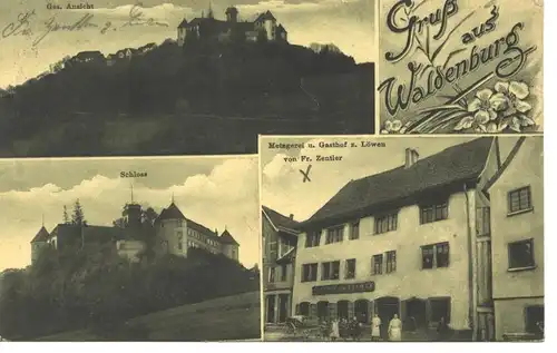 Waldenburg, Gasthof z. Löwen, Schloss gl1912 9.449