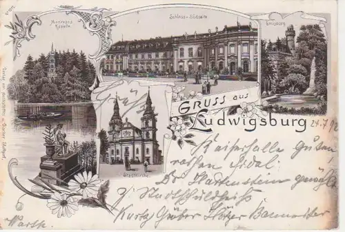 Gruß aus Ludwigsburg, Schloss,Stadtkirche gl1897 63.195