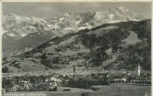 Garmisch mit Dreitorspitze gl1932 128.305