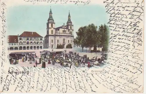 Ludwigsburg, Marktplatz, Stadtkirche gl1910 63.201