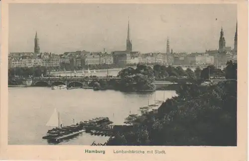 Hamburg, Lombardsbrücke m. Stadt ngl 64.748
