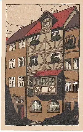 Nürnberg Hans-Sachs Haus Steindruck ngl B1.639