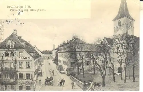 Müllheim i.B., alte Kirche, Gasthaus gl1909 4.657