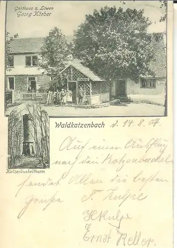 Waldkatzenbach, Gasthaus z. Löwen, Turm gl1904 4.712