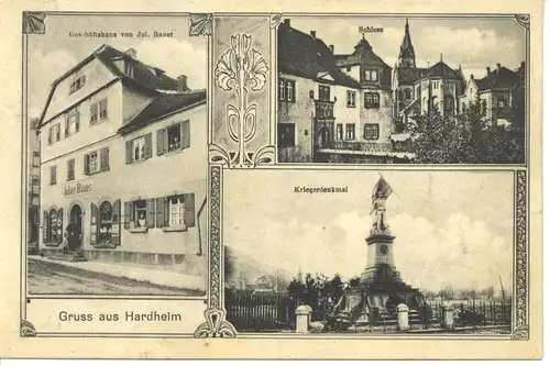 Hardheim, Geschäftshaus Bauer, Schloss gl1911 4.827