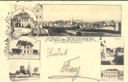 Brackenheim, Bahnhof, Schulhaus, Rathaus gl1903 4.720