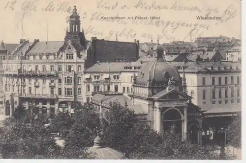 Wiesbaden Kochbrunnen mit Palast Hotel gl1907 12.182