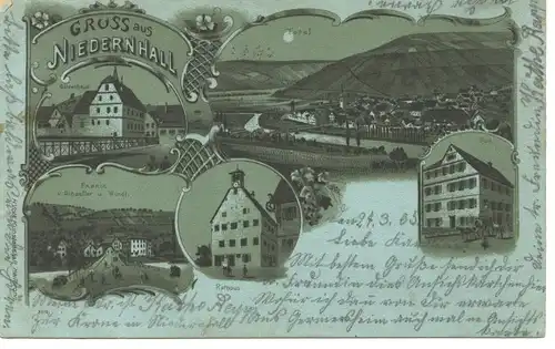 Niedernhall, Mondscheinlitho, Fabrik gl1905 9.339