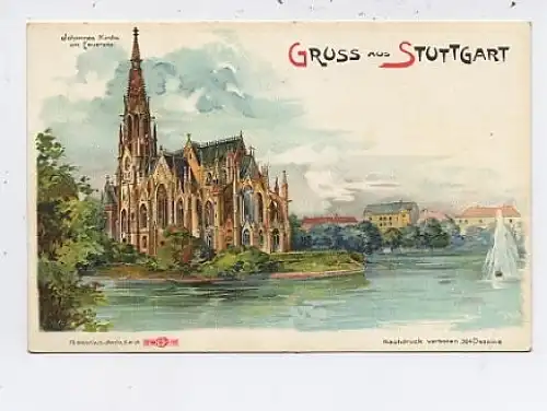 Stuttgart Litho Johannes Kirche am Feuersee ngl 41.983