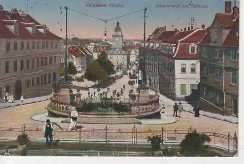 Gotha Hauptmarkt mit Rathaus feldpgl1917 89.510