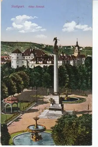 Stuttgart Jubiläumssäule Altes Schloß gl1913 24.048