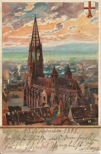 Freiburg Münster Kley-Karte gl1898 134.378