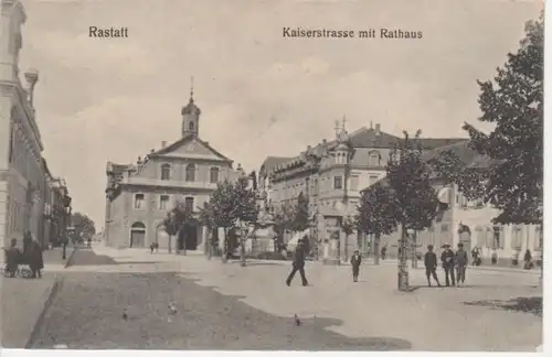 Rastatt - Kaiserstrasse mit Rathaus gl1908 10.598