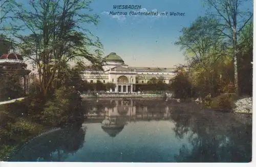 Wiesbaden Kurhaus mit Weiher feldpgl1916 12.657