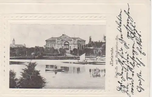 Karlsruhe Festhalle mit Stadtgarten-See gl1902 10.454