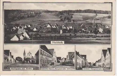 Heideck-Gesamtansicht, Marktplatz,Kirche gl1919 10.739