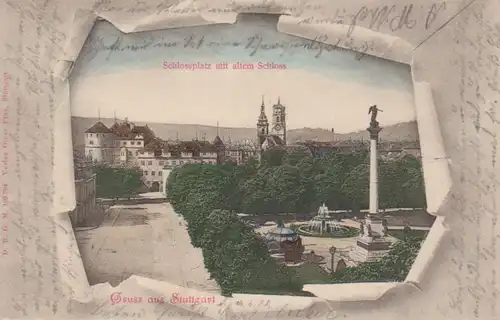 Stuttgart - Schloßplatz mit altem Schloß gl1901 11.037