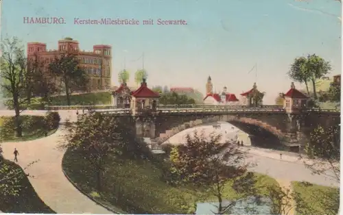 Hamburg-Kersten-Milesbrücke mit Seewarte gl1912 70.106