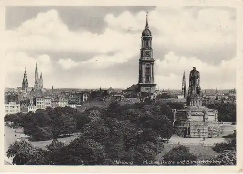 Hamburg - Michaelskirche, Bismarkdenkmal gl1950 70.151