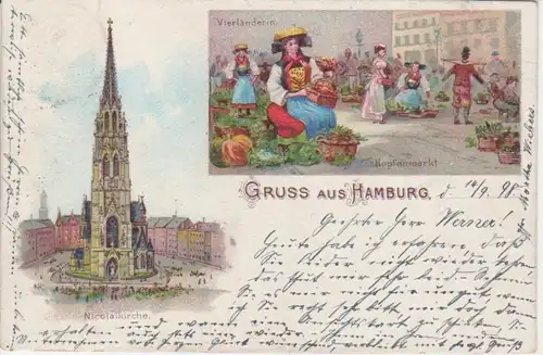 Hamburg Hopfenmarkt Nicolaikirche gl1898 70.205