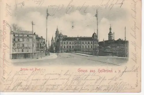 Gruss aus Heilbronn, Brücke mit Post gl1900 11.227