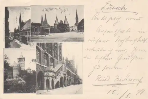 Lübeck Grußkarte 4 Ansichten gl1898 65.473