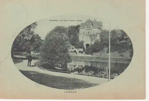 Lübeck Kaisertor mit Elbe-Trave-Kanal gl1911 65.478
