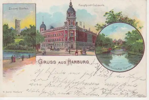 Hamburg Hauptpost-Gebäude Zoolog. Garten gl1898 70.190