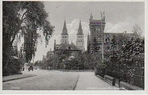 Landau Schlößchen Marienkirche um 1935 ngl 19.827