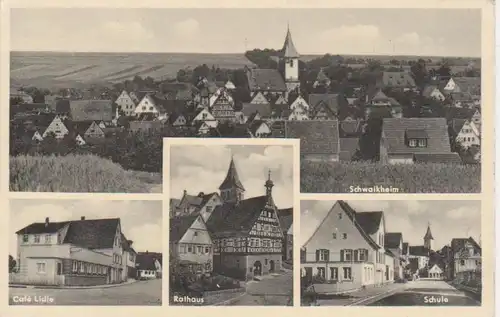 Schwaikheim, Rathaus, Schule, Café Linde ngl 11.389