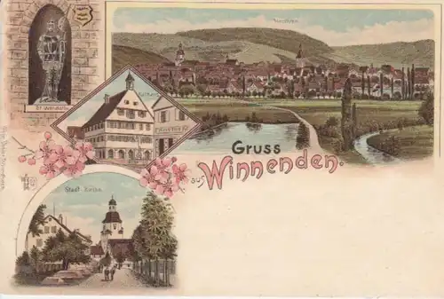 Gruss aus Winnenden (Litho) Teilansichten gl1898 11.416