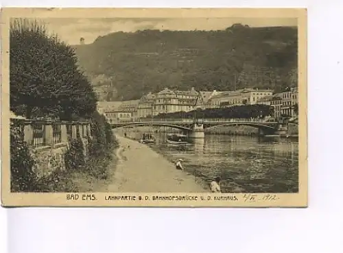 Bad Ems Lahn Bahnhofsbrücke Kurhaus gl1912 19.624