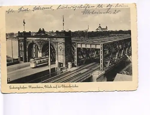 Ludwigshafen-Mannheim Rheinbrücke feldpgl1940 18.648