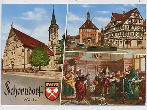 Schorndorf, Württ. Kirche, Brunnen gl1984 35.120