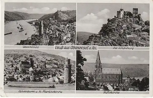 Oberwesel Grußkarte 4 Ansichten gl1939 19.014