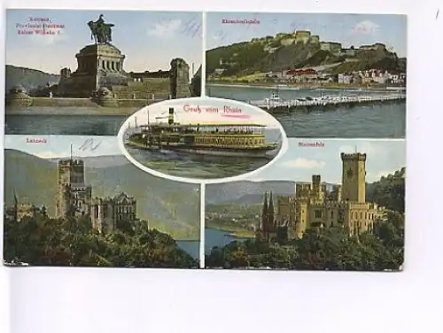 Der Rhein bei Koblenz in 5 Ansichten gl1942 18.974