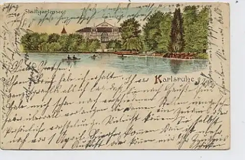 Gruß aus Karlsruhe, Stadtgartensee gl1902 35.108