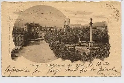 Stuttgart, Schlossplatz mit altem Schloß gl1900 34.937