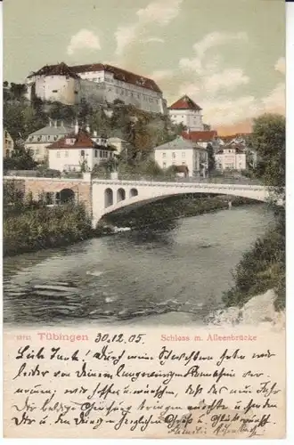 Tübingen Neckar Brücke Schloß gl1905 23.845