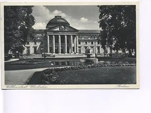 Wiesbaden Kurhaus mit Brunnen gl1936 19.201