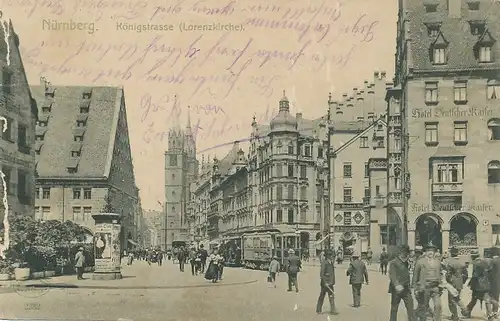 Nürnberg Königstraße mit Lorenzkirche gl1907 124.547