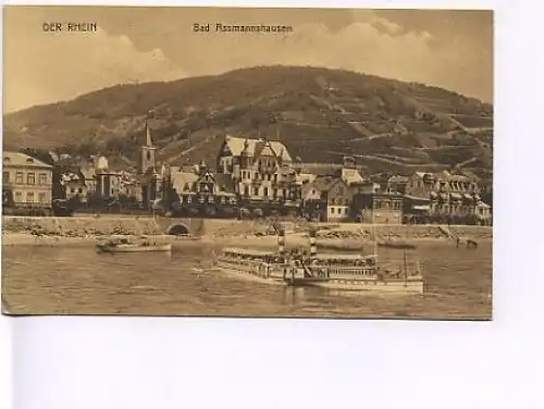 Der Rhein bei Assmannshausen Dampfer feldpgl1915 18.330