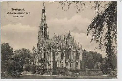 Stuttgart - Johanniskirche mit Feuersee glca1920 35.492