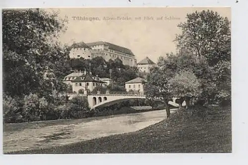 Tübingen, Alleen-Brücke, Blick auf Schloß gl1909 35.623