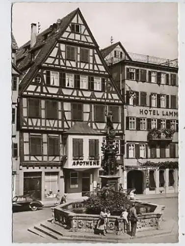 Tübingen, Brunnen, Fachwerkhaus gl1966 35.644