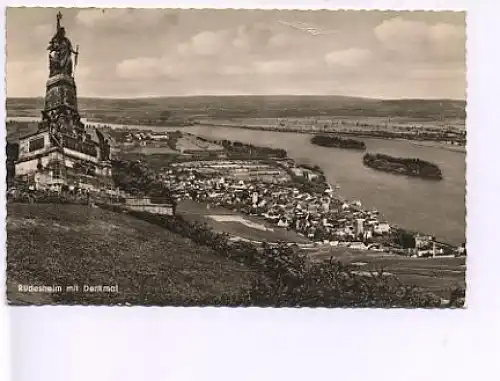 Rüdesheim a.Rhein mit Denkmal gl1950 16.099