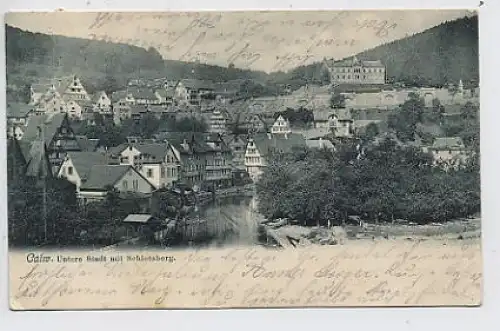 Calw Untere Stadt mit Schloßberg gl1904 30.525