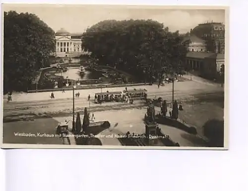 Wiesbaden alte Straßenbahn vor Theater gl1927 17.285