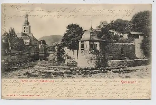 Kreuznach-Partie an der Nahebrücke gl1904 36.730