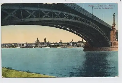 Blick auf Mainz durch Straßenbrücke feldpgl1915 36.712